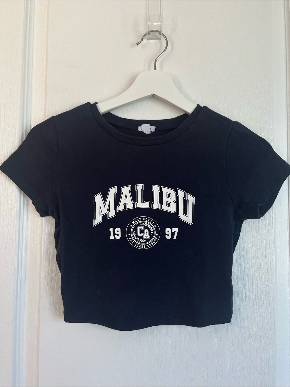 Garage Navy Malibu Crop Tee with White Graphic
